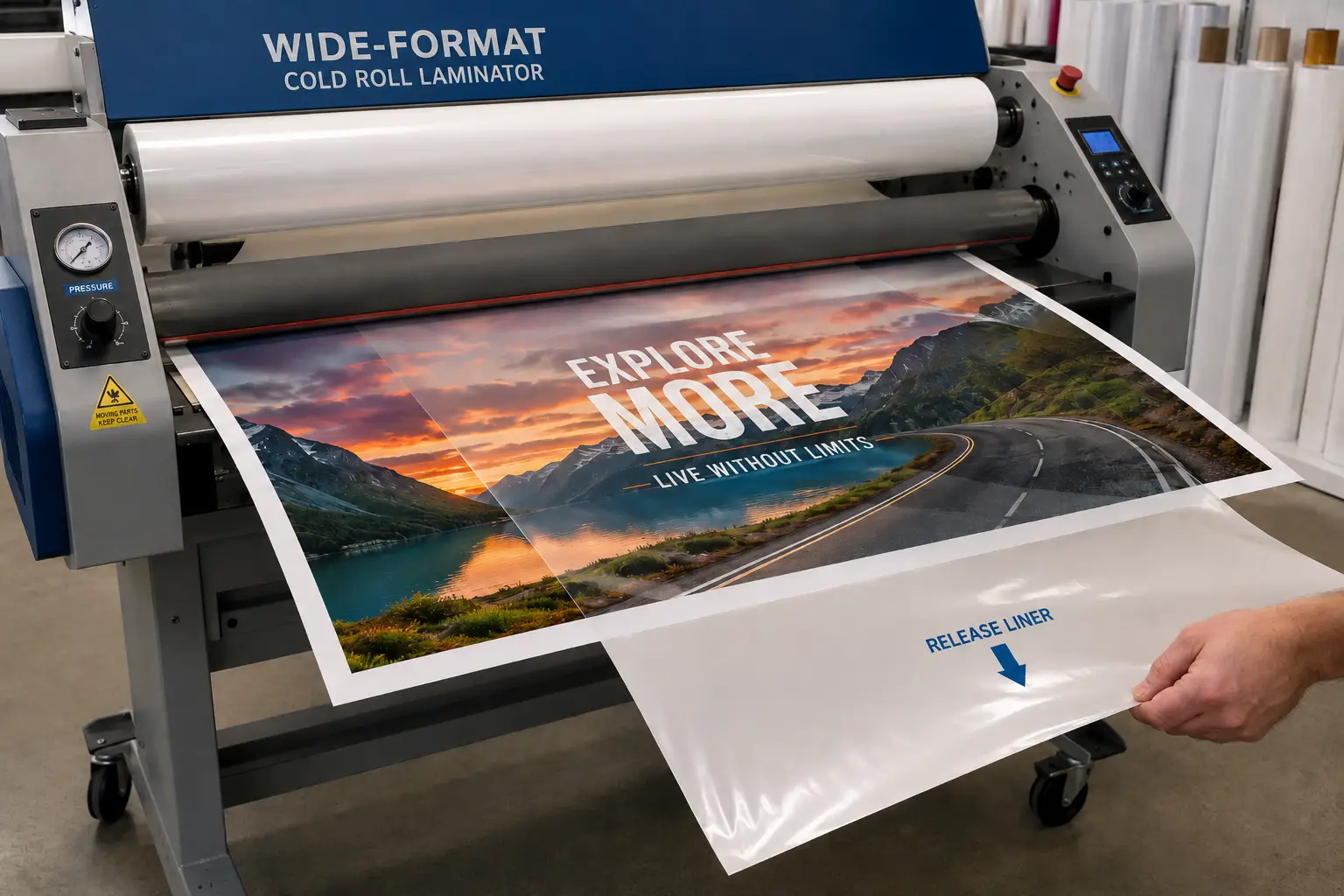 Applying-pressure-sensitive-cold-lamination-film-to-a-printed-graphic.webp